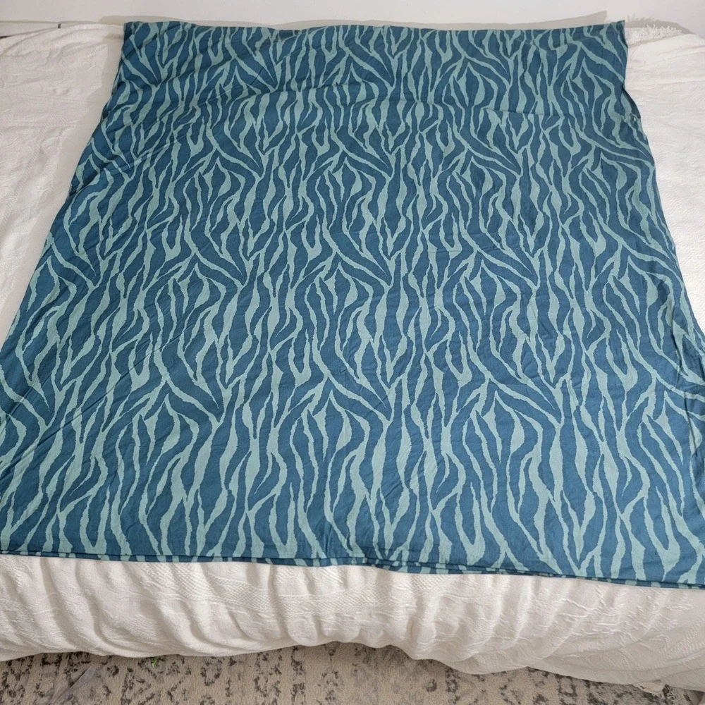 The Company Store Blue‎ Zebra Print 100% Cotton Duvet Cover King Teal Animal